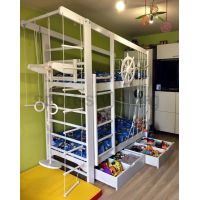 Łóżko piętrowe z drabinką gimnastyczną KAPITAN WHITE 190x80